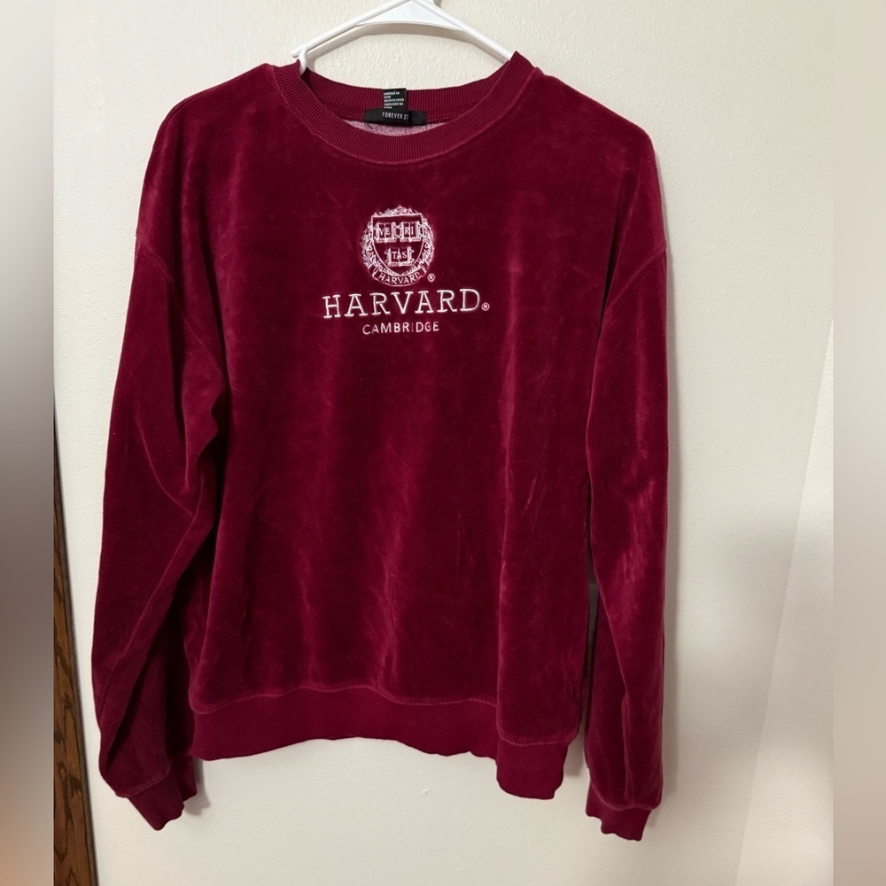 Forever 21 Burgundy Harvard Crew Neck Sweater